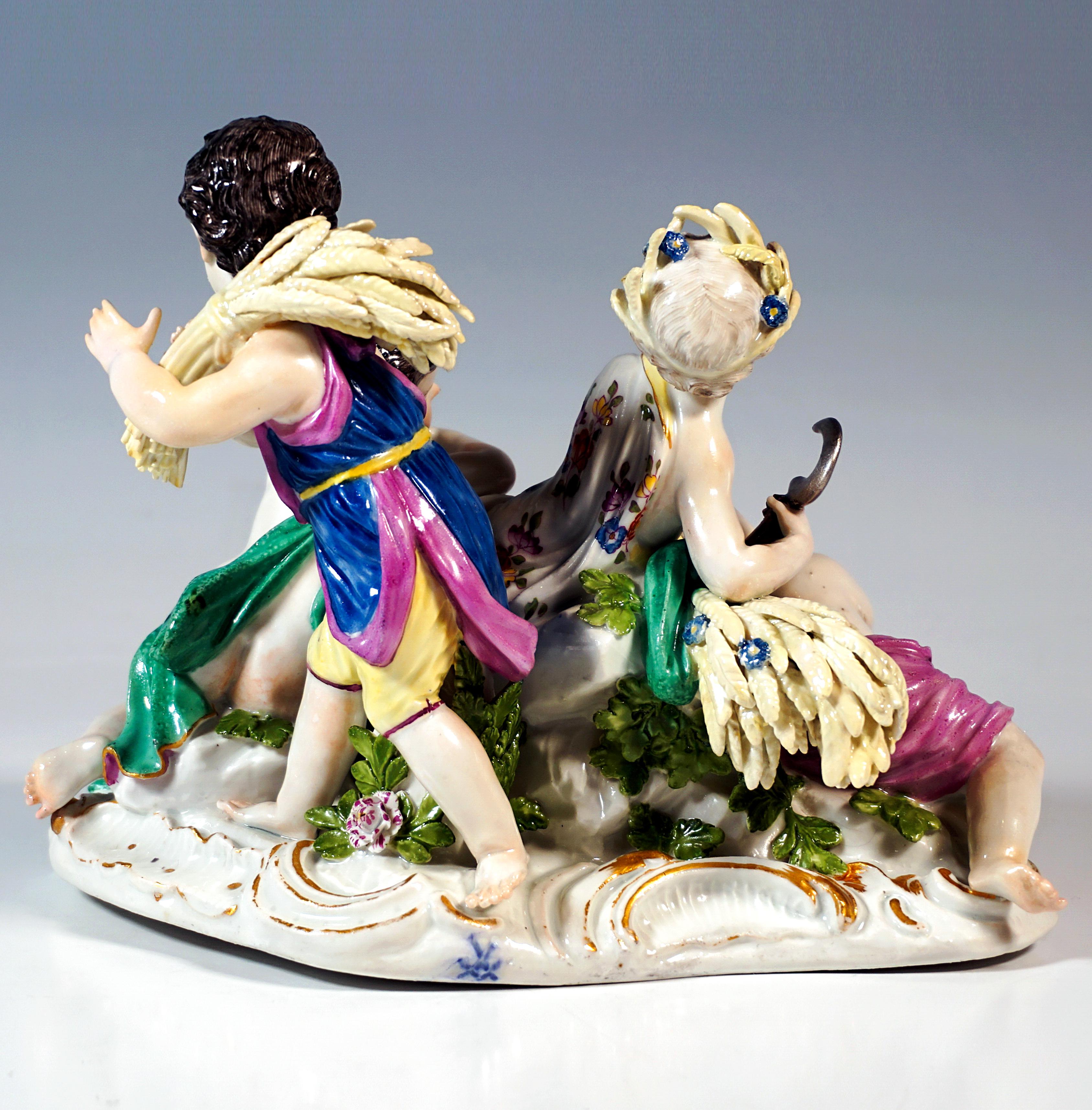 Rococo Groupe de cupidons de Meissen ancien 