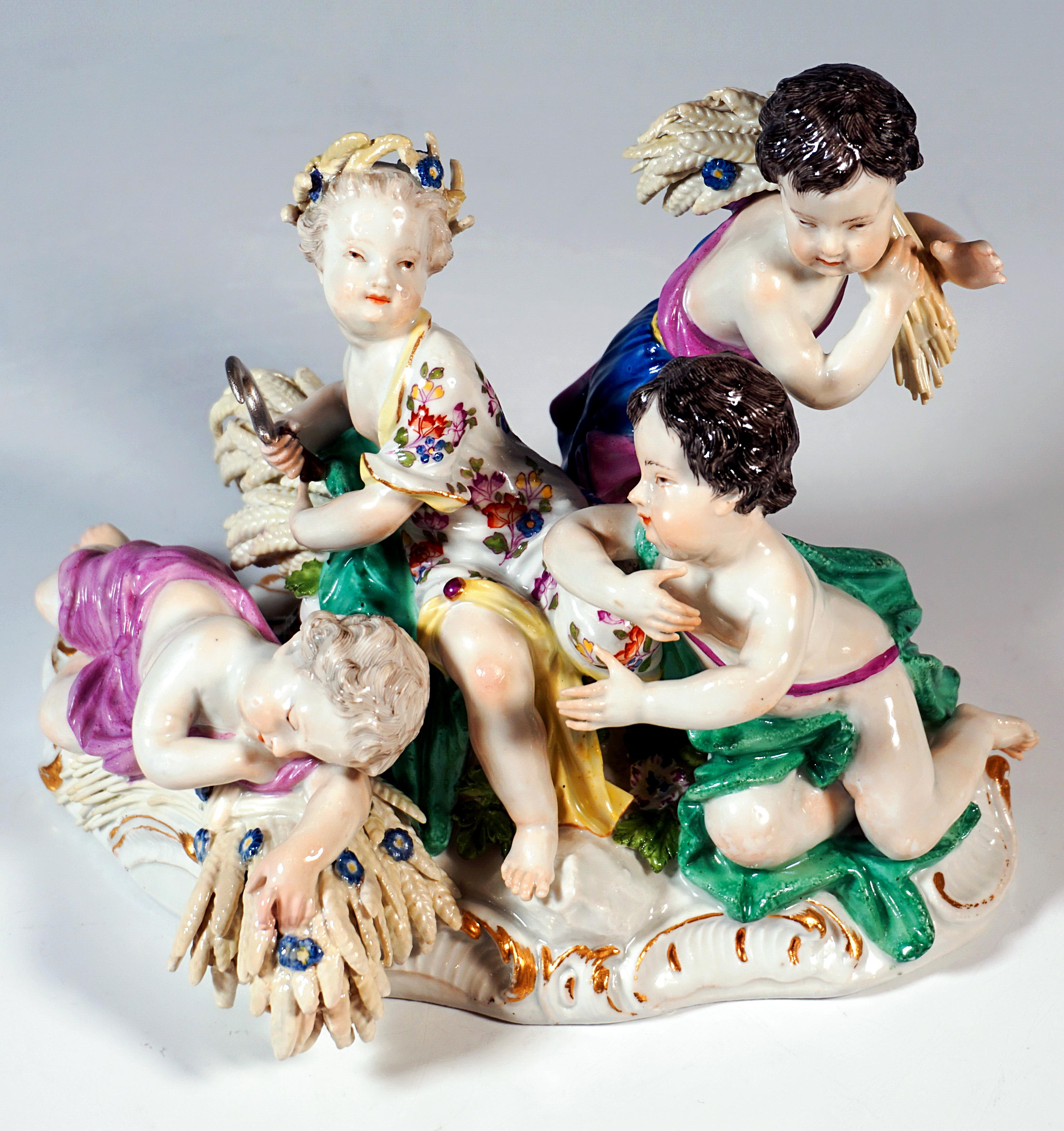 Fait main Groupe de cupidons de Meissen ancien 