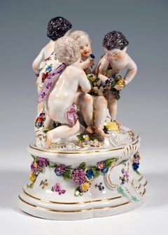 Early Meissen Cupid Group Around 1750, Allegory of Spring, with Additional Base