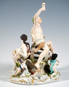 Ensemble « Bacchanale » de Meissen de la première période, avec tonneau de vin, par Kaendler & Meyer, vers 1760