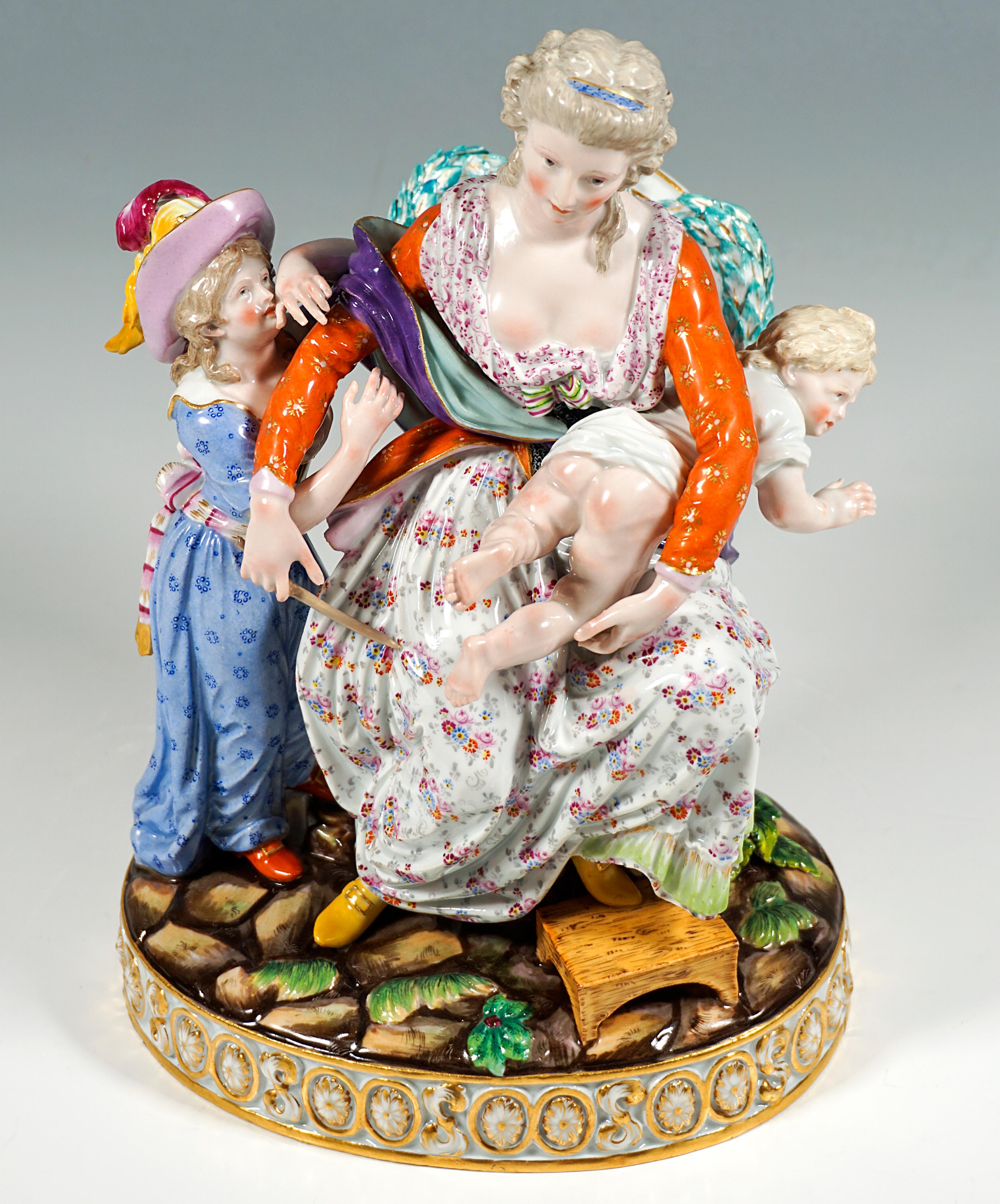 19th Century Early Meissen Rococo Group 'Love and Indulgence' by J.C. Schönheit, Ca 1840 For Sale