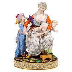 Early Meissen Rococo Group 'Love and Indulgence' by J.C. Schönheit, Ca 1840