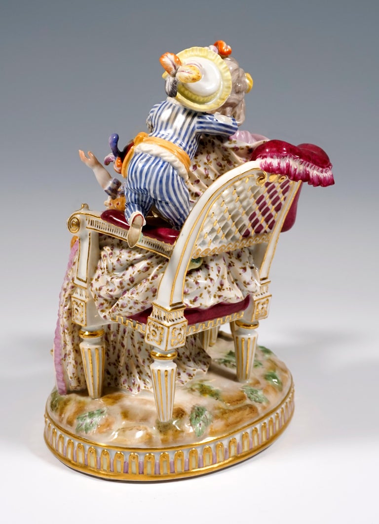 Hand-Crafted Early Meissen Rococo Group 'The Loving Mother' by Acier & Schönheit, 1774-1814