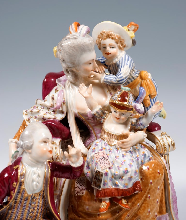 18th Century Early Meissen Rococo Group 'The Loving Mother' by Acier & Schönheit, 1774-1814