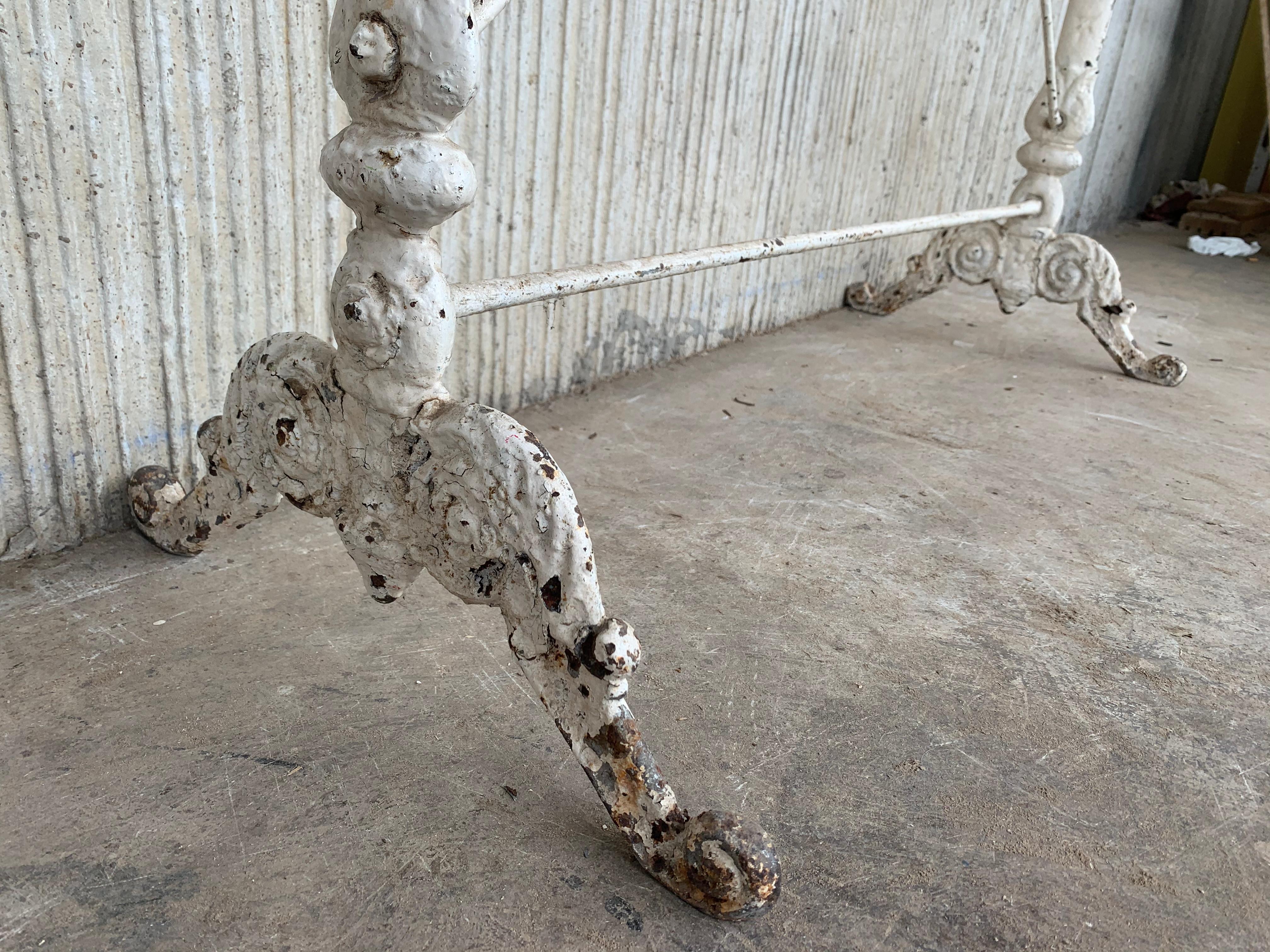 Early Metal Bistro Side Table with White Marble Top from France, circa 1930 1