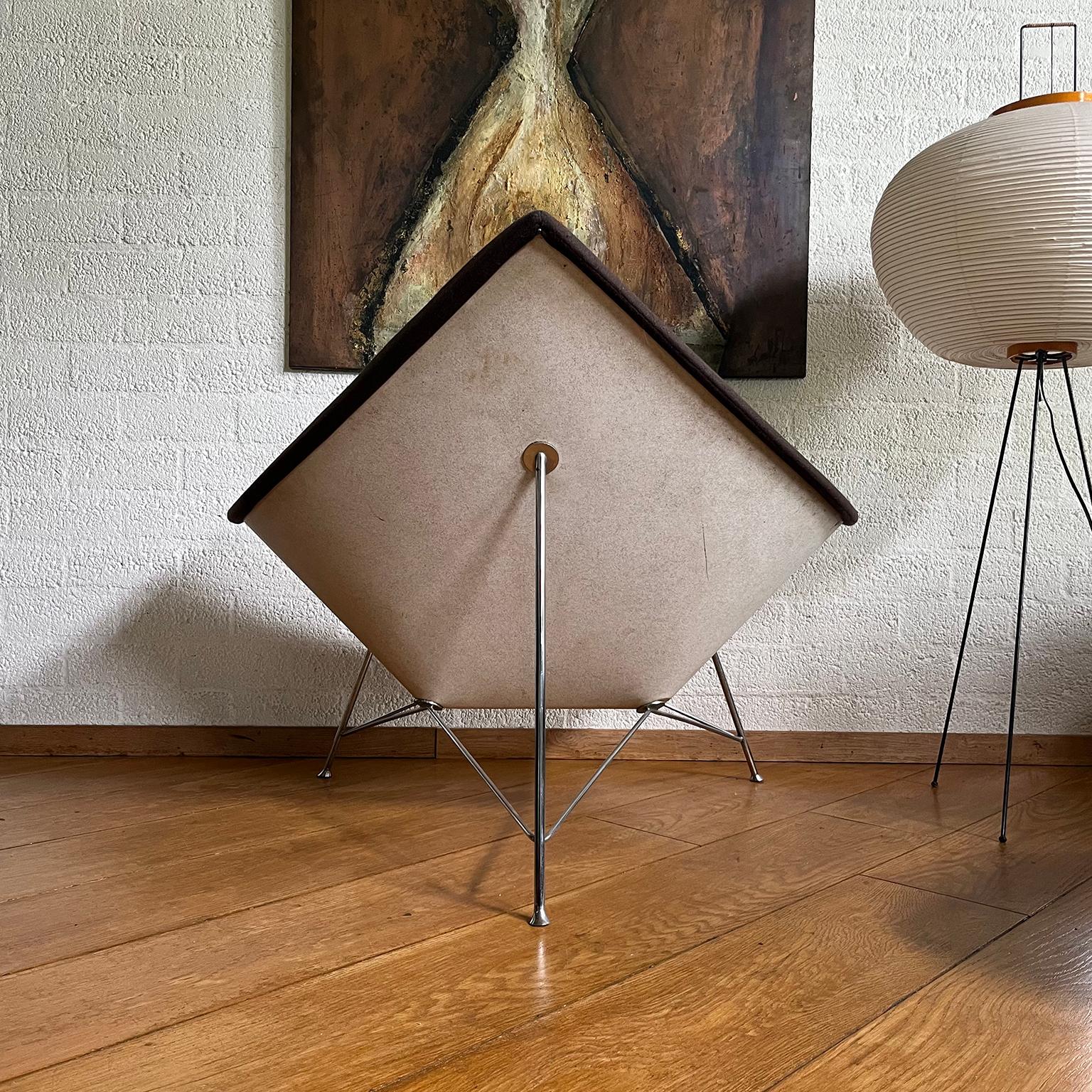 Early, Metal Shell ! Coconut Chair by George Nelson in Brown Upholstery, 1955 For Sale 4
