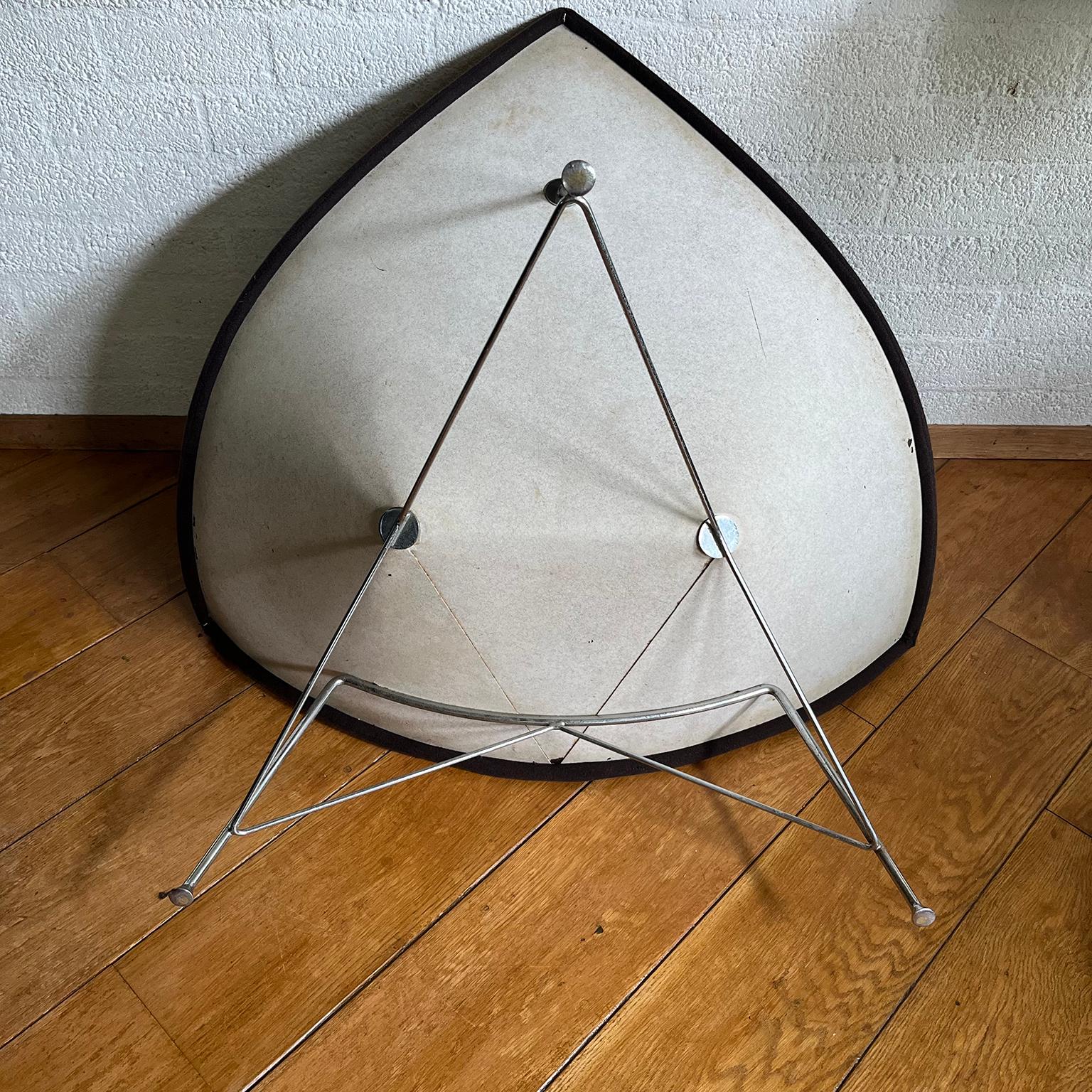 Early, Metal Shell ! Coconut Chair by George Nelson in Brown Upholstery, 1955 For Sale 11