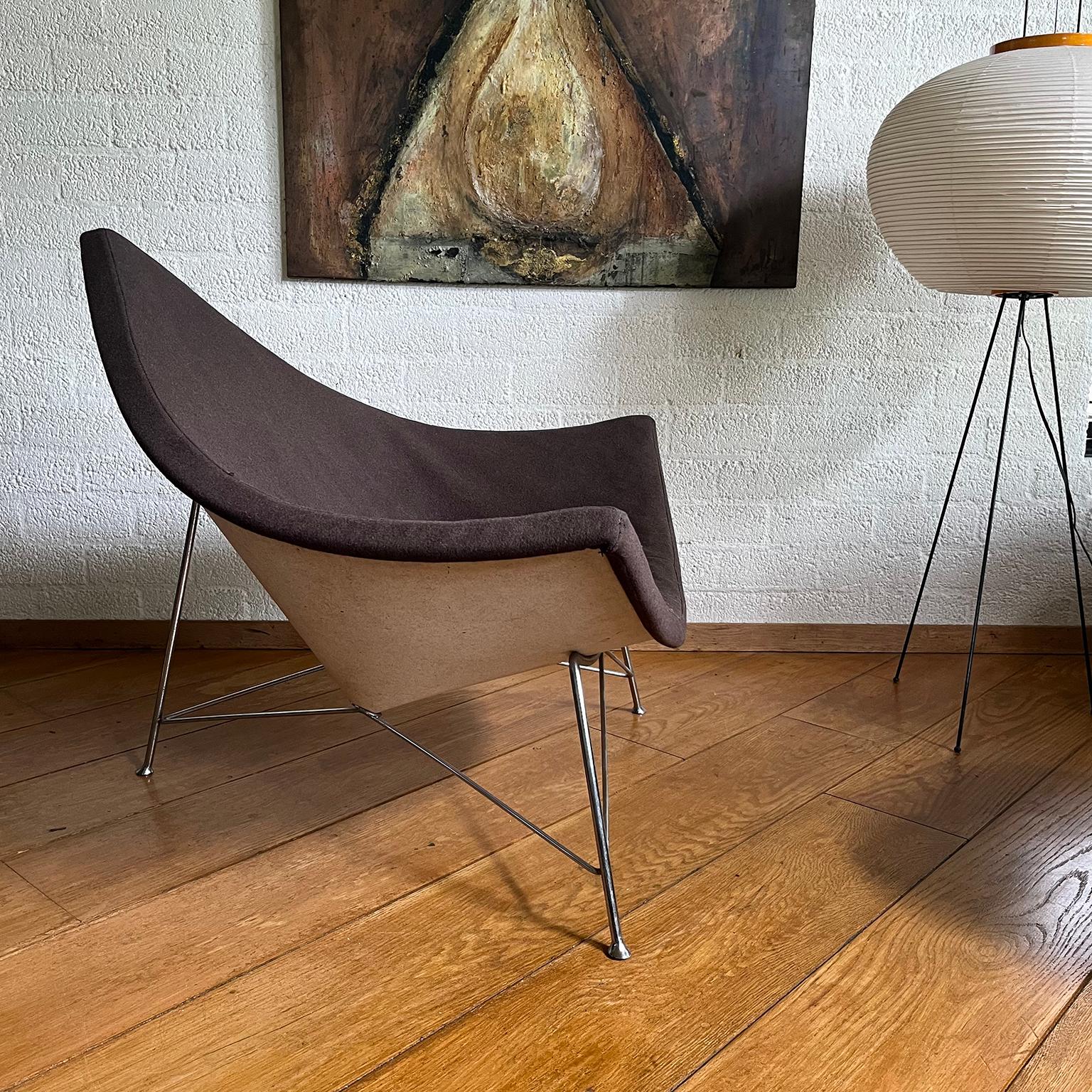 Mid-20th Century Early, Metal Shell ! Coconut Chair by George Nelson in Brown Upholstery, 1955 For Sale