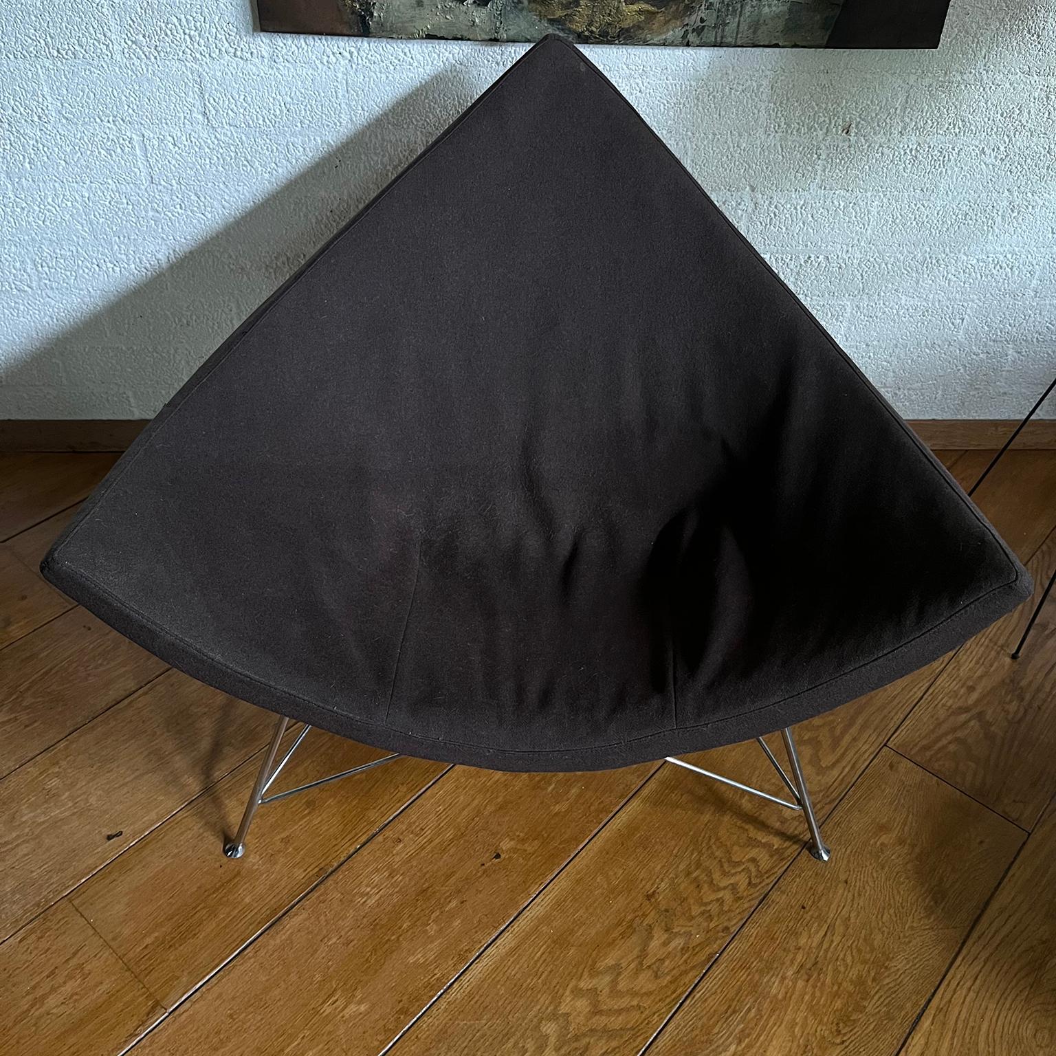 Early, Metal Shell ! Coconut Chair by George Nelson in Brown Upholstery, 1955 For Sale 2