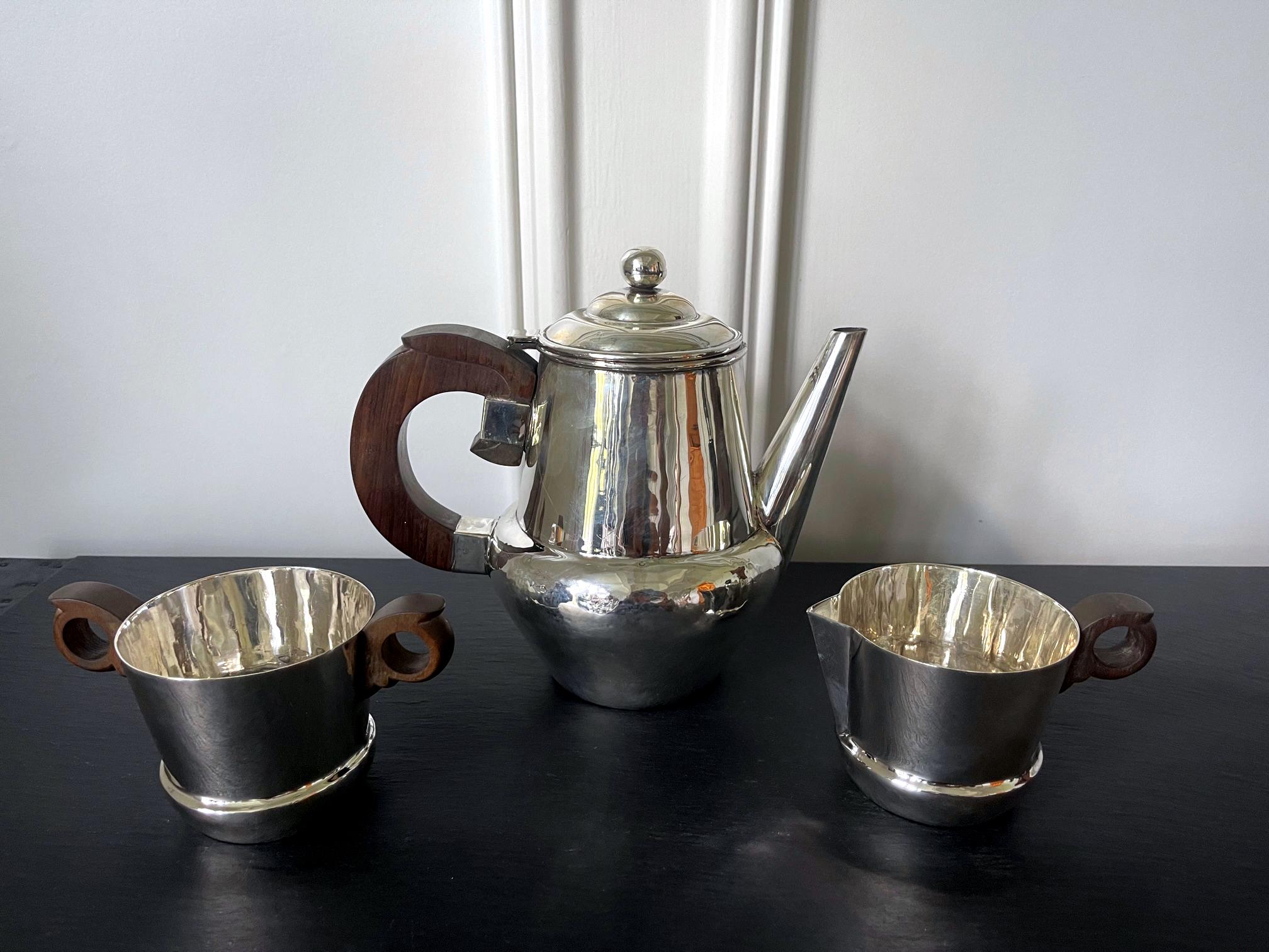 Early Mexican Modern Sterling Silver Coffee Tea Set William Spratling For Sale 9