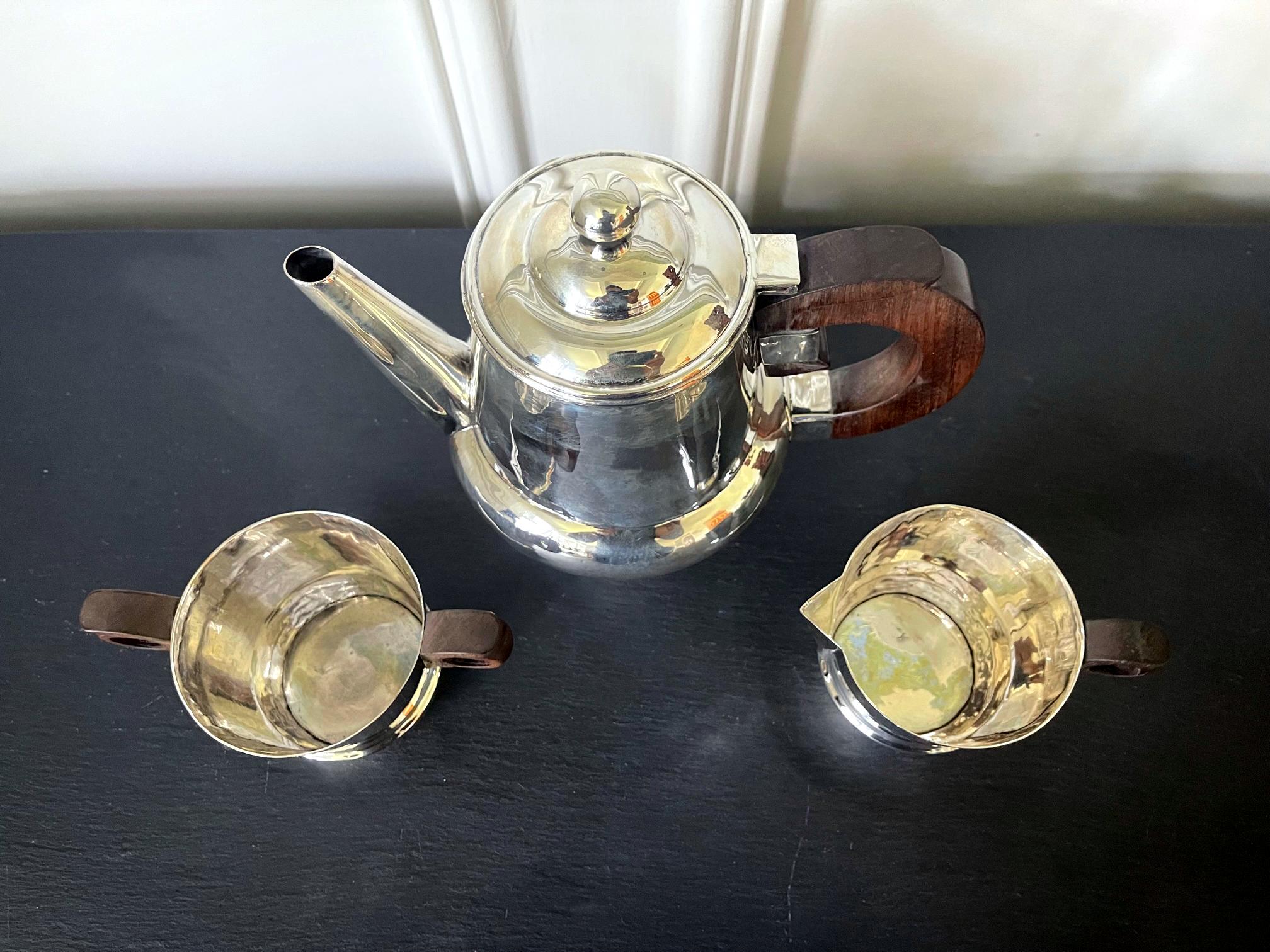 Mid-Century Modern Early Mexican Modern Sterling Silver Coffee Tea Set William Spratling For Sale