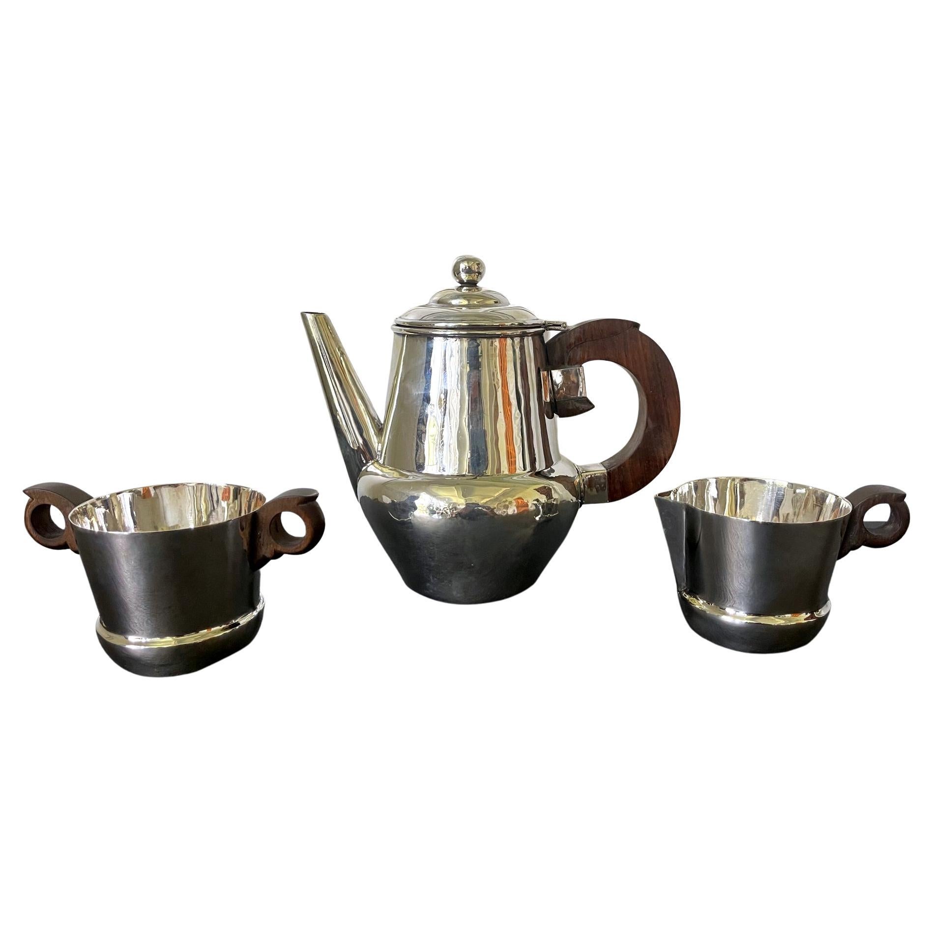 Early Mexican Modern Sterling Silver Coffee Tea Set William Spratling For Sale