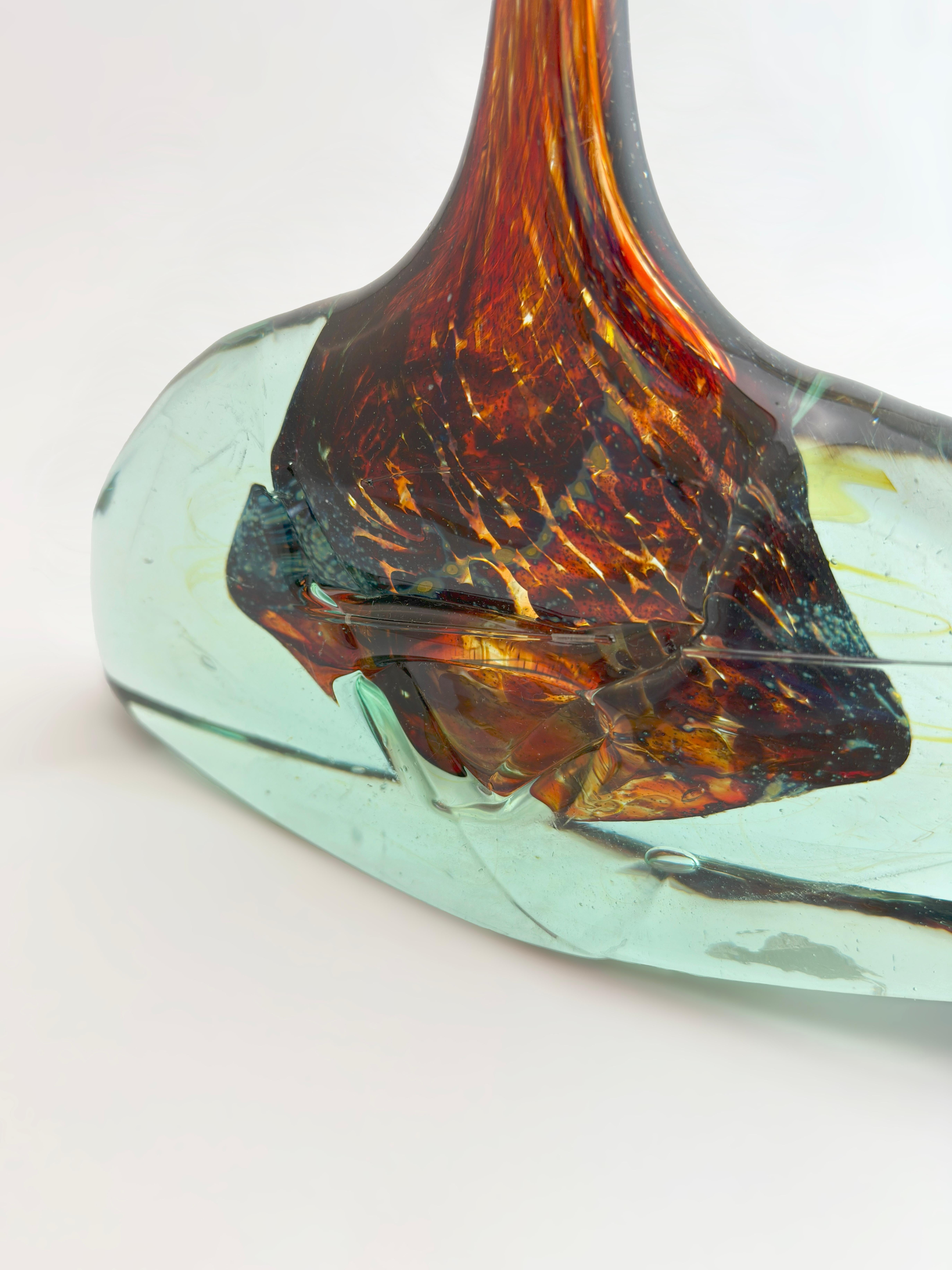 Polished Early Michael Harris Glass Axehead Vase by Mdina,  Malta, 1970 For Sale