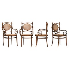 Michael Thonet N.17 fauteuils de salle à manger bistro en bois cintré et rotin - Autriche