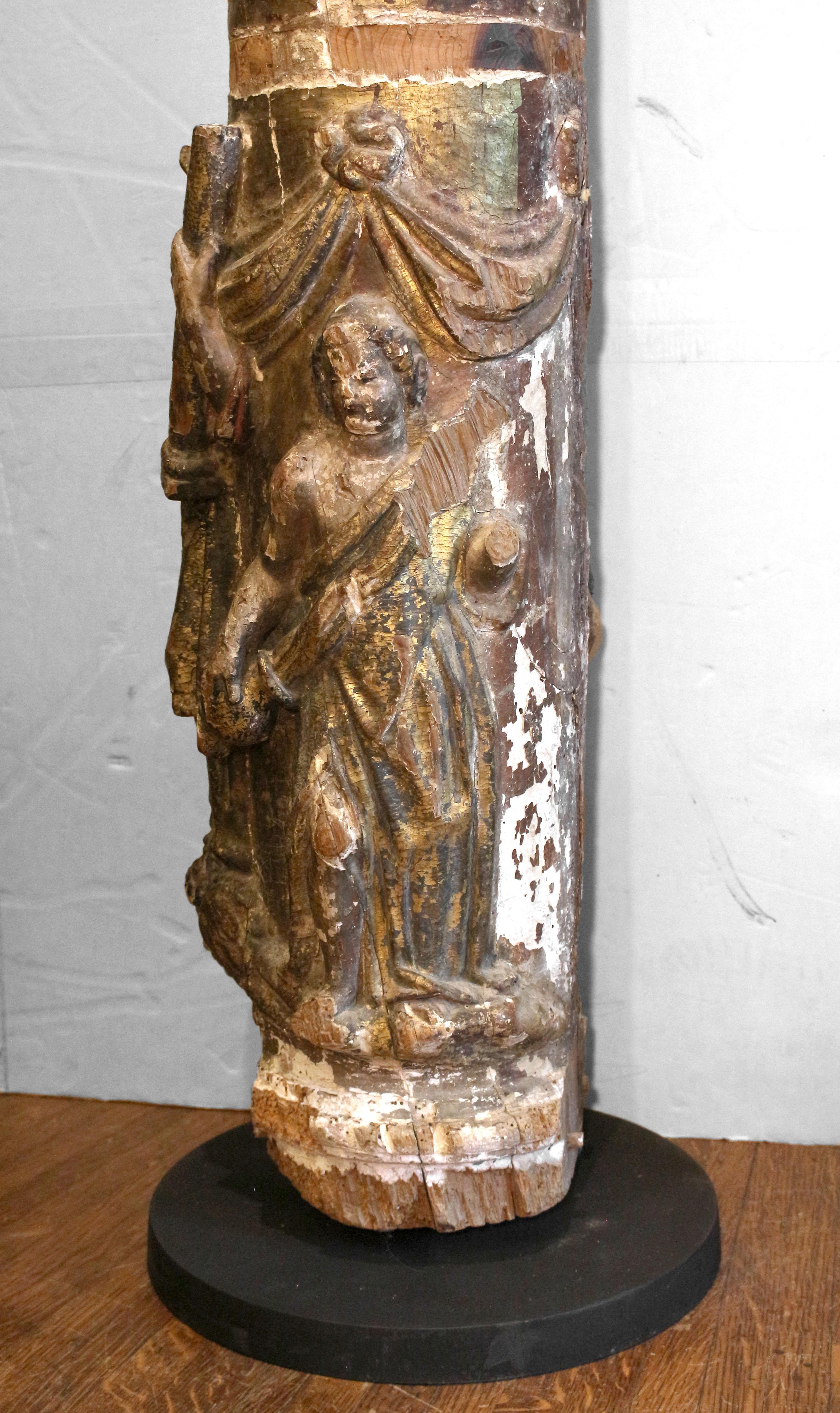 Early-Mid 18th Century Baroque Carved & Gilt Column For Sale 5
