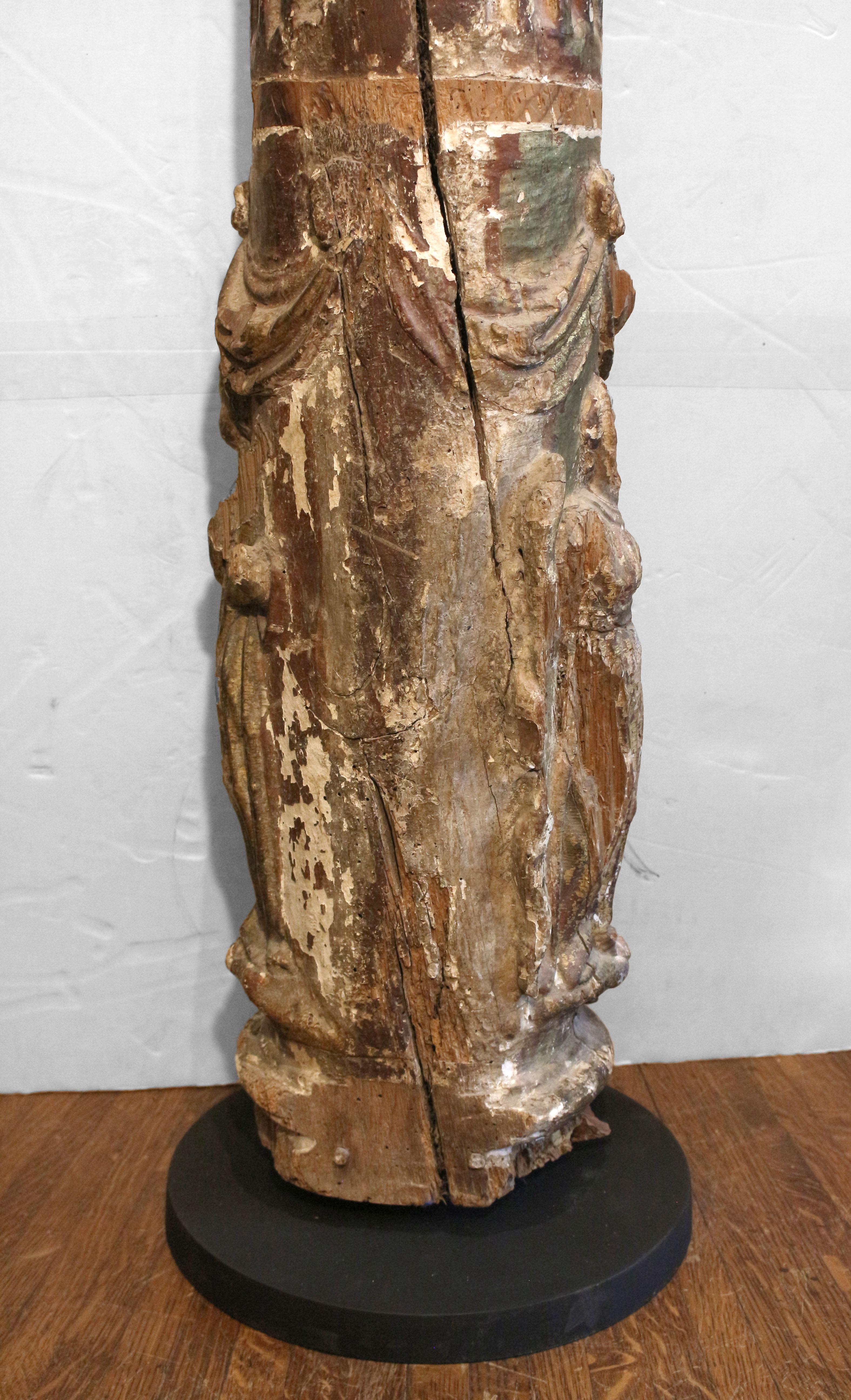 Early-Mid 18th Century Baroque Carved & Gilt Column For Sale 6
