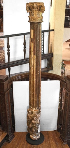 Early-Mid 18th Century Baroque Carved & Gilt Column