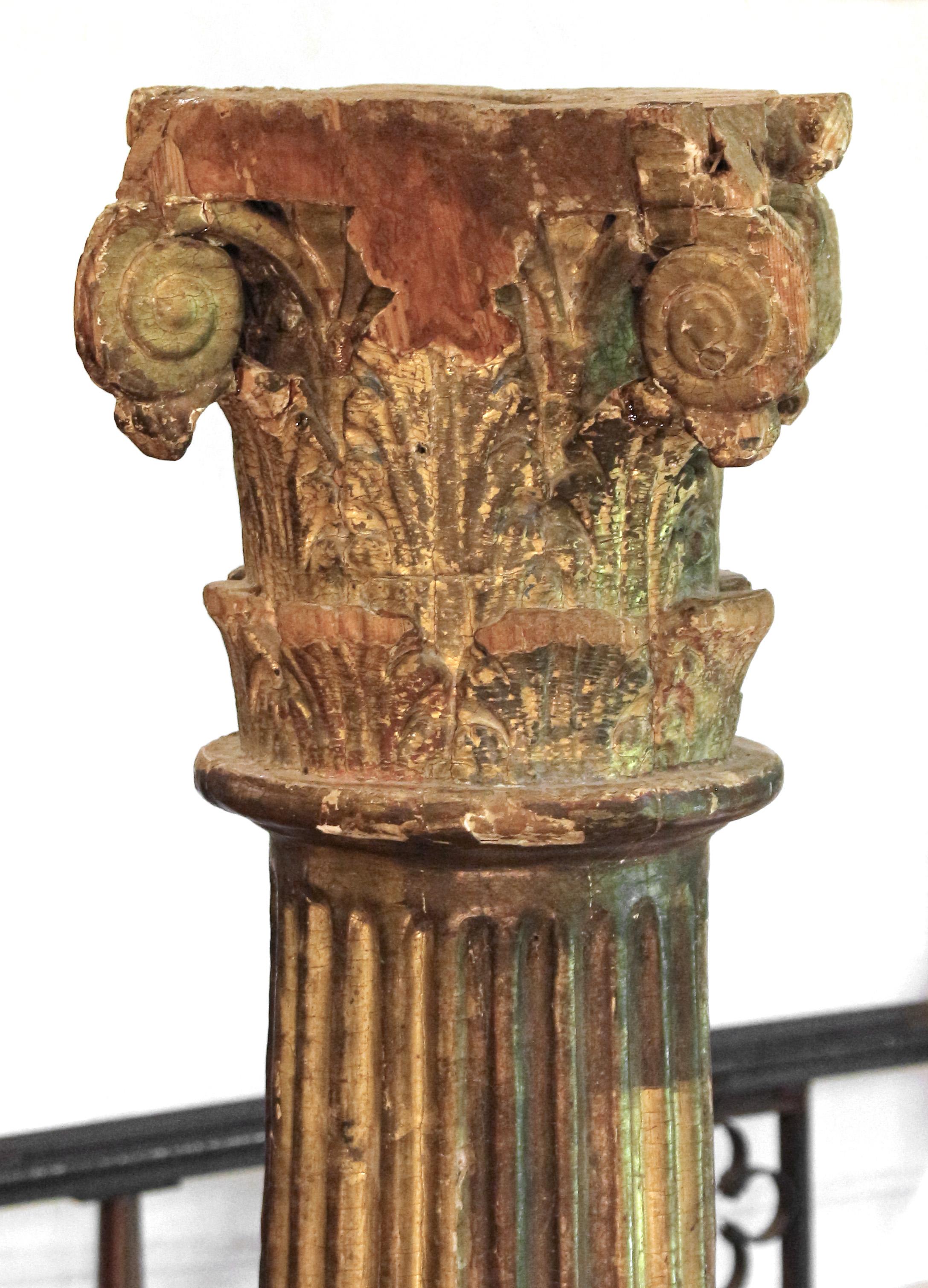 Iron Early-Mid 18th Century Baroque Carved & Gilt Column For Sale