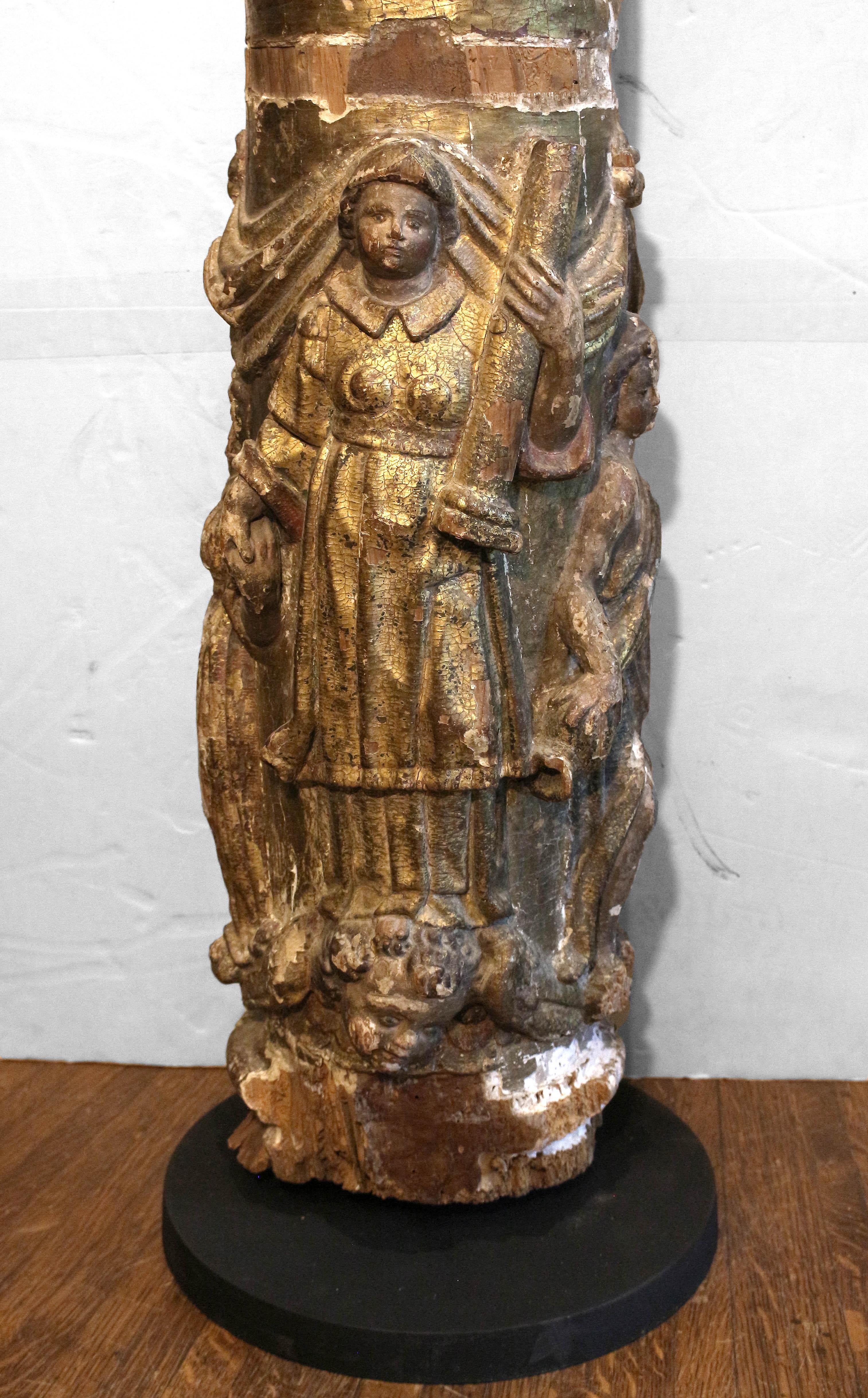 Early-Mid 18th Century Baroque Carved & Gilt Column For Sale 4