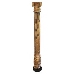 Antique Early-Mid 18th Century Baroque Carved & Gilt Column