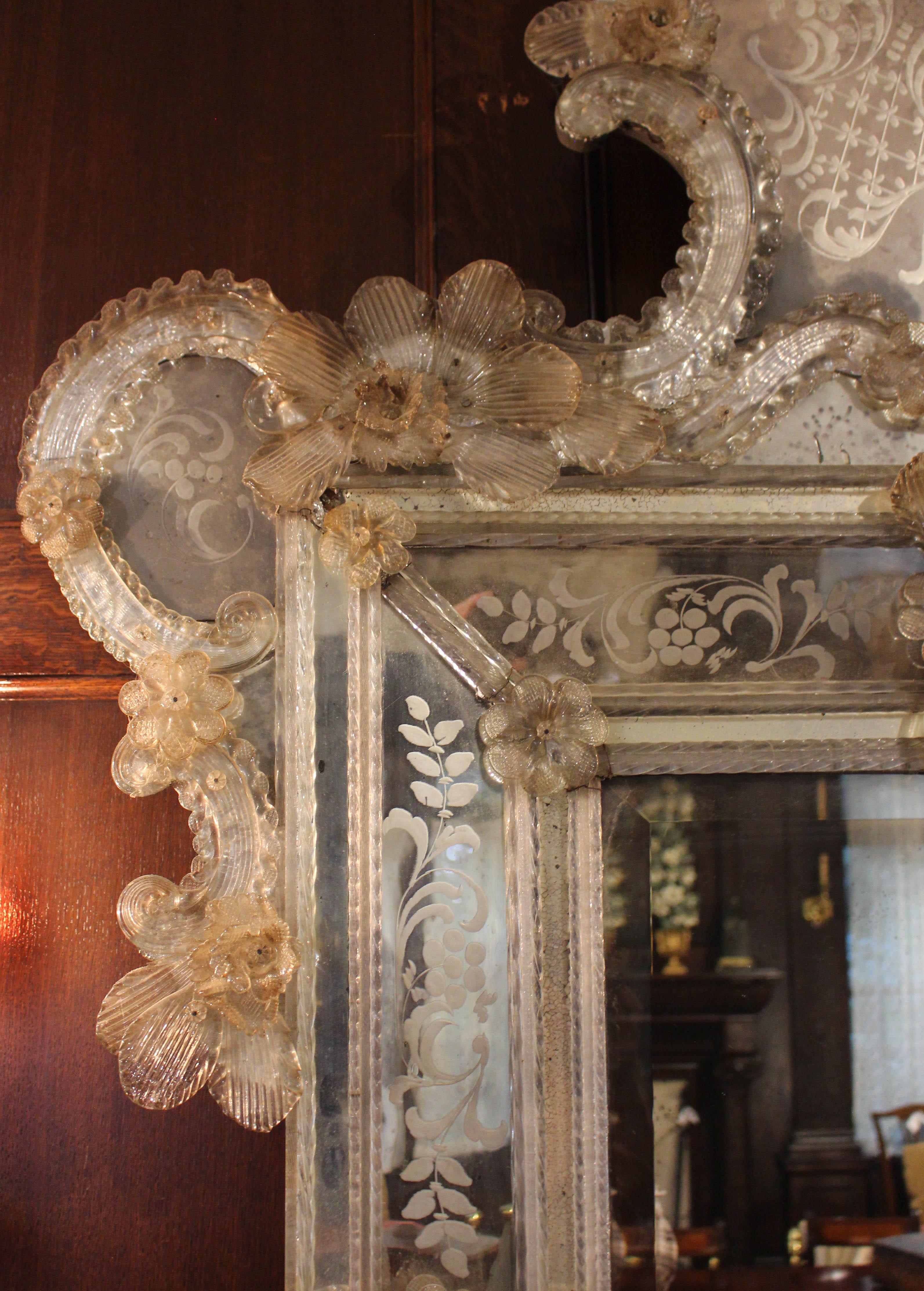 Rococo Revival Early-Mid 19th Century Baroque-Rococo Transitional Revival Venetian Mirror