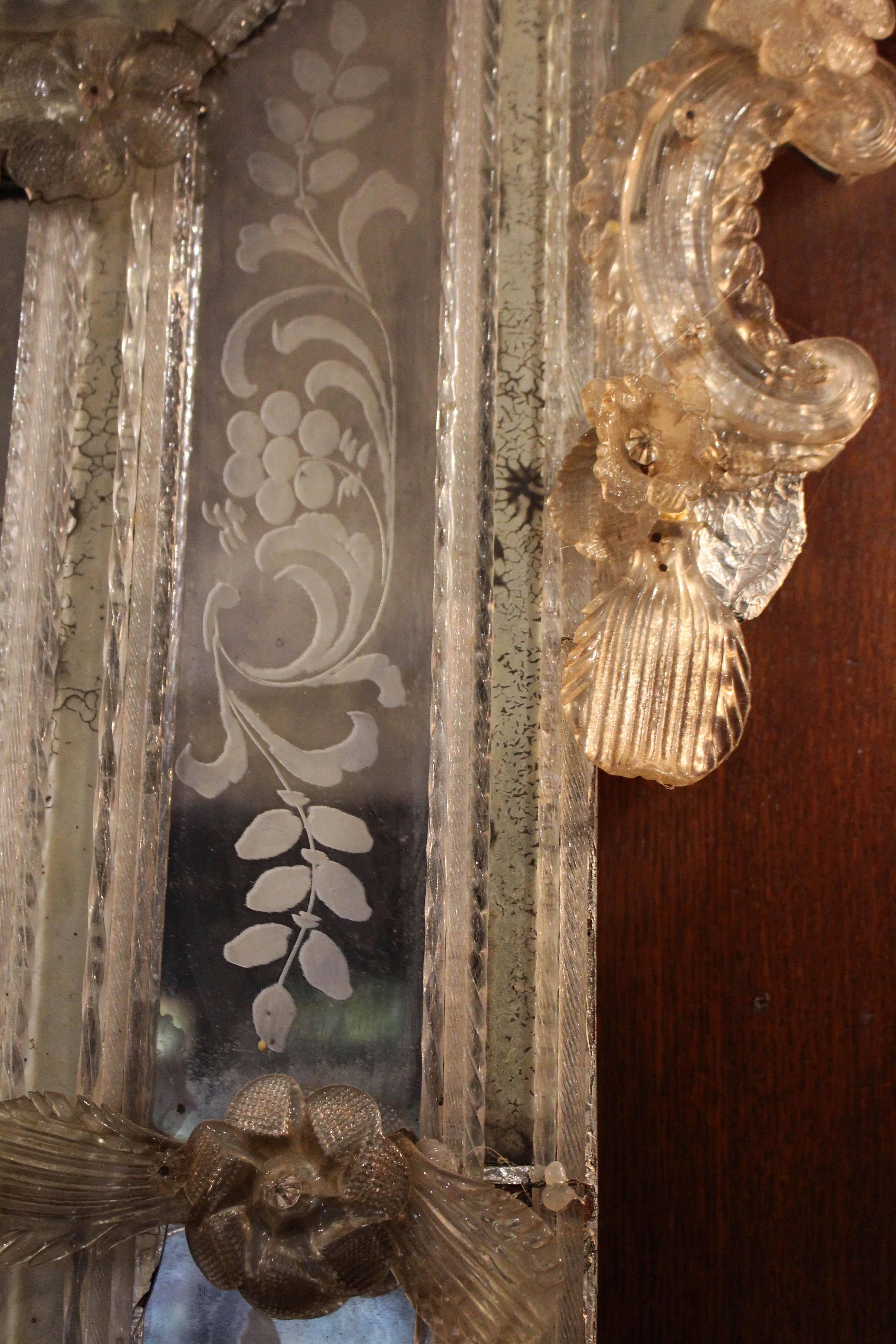 Early-Mid 19th Century Baroque-Rococo Transitional Revival Venetian Mirror In Good Condition In Chapel Hill, NC