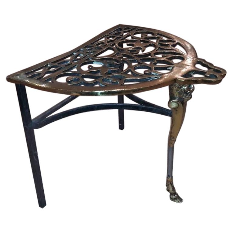 Early-Mid 19th Century Brass and Iron Trivet Kettle Stand For Sale
