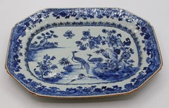 Early-Mid 19th Century Chinese Export Porcelain Blue & White Octagonal Platter