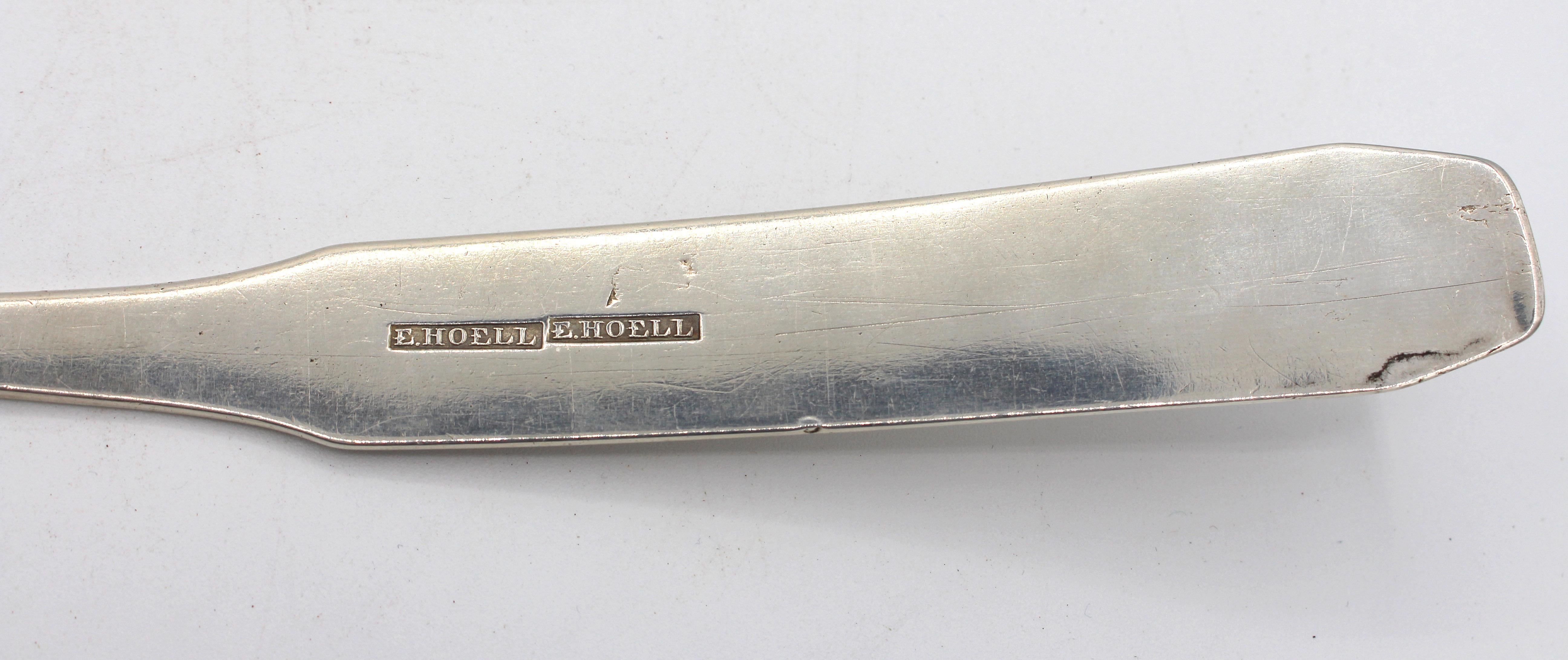 Silver Plate Early-Mid 19th Century Large Coffin-Fiddle Transitional Coin Silver Ladle