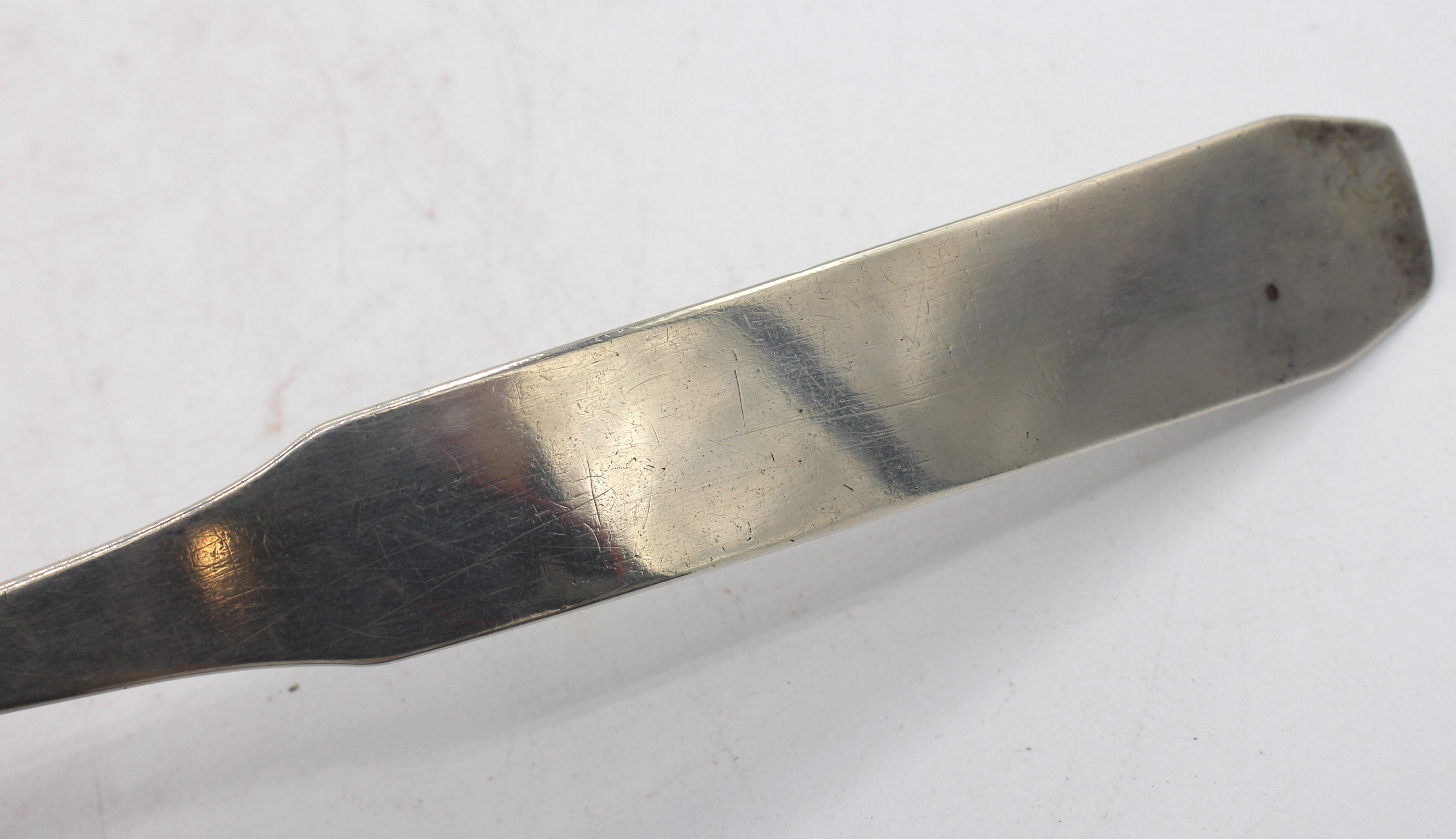 Early-Mid 19th Century Large Coffin-Fiddle Transitional Coin Silver Ladle 1