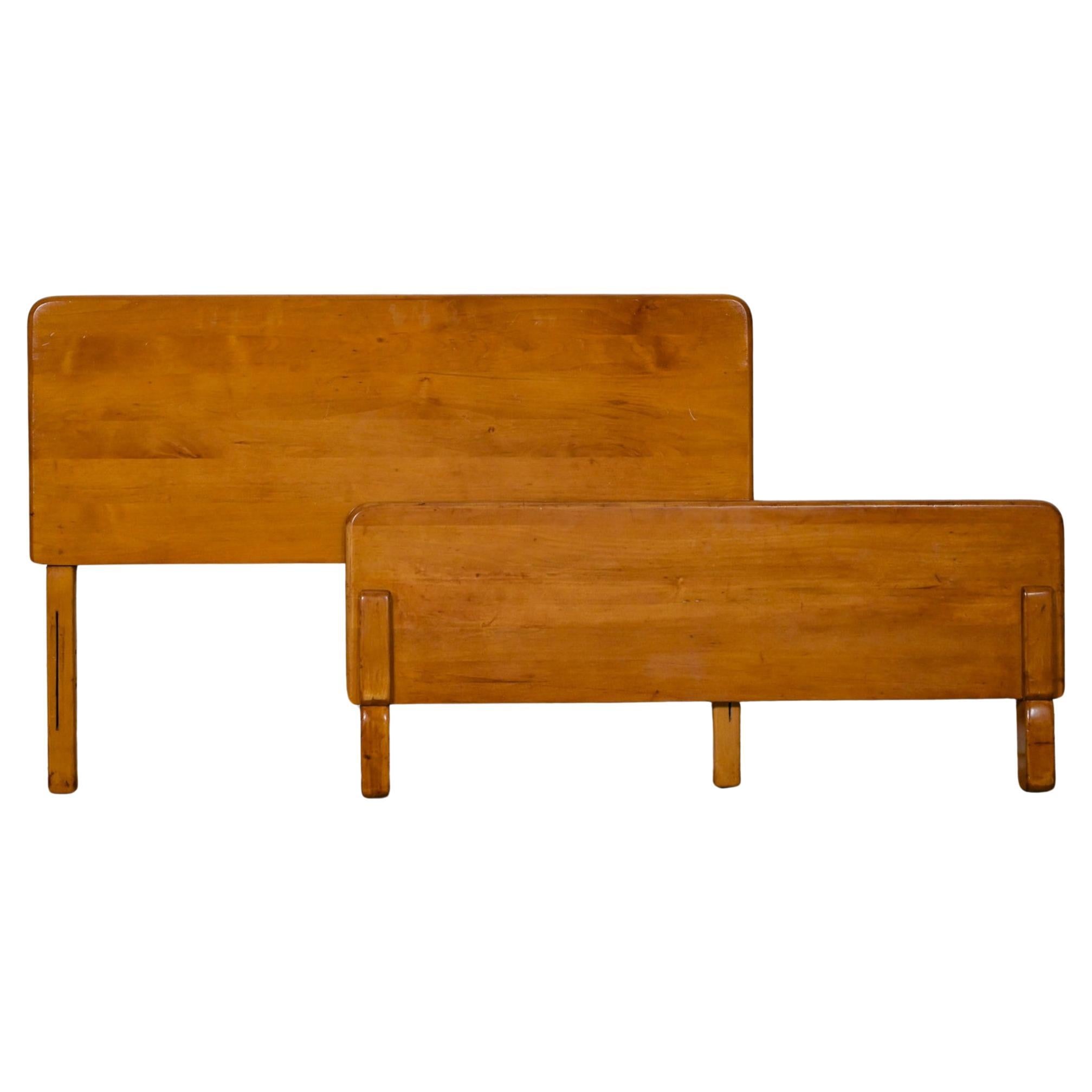 Early-Mid-20th Century Art Moderne Maple Twin Bed Headboard & Footboard  For Sale