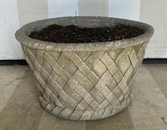 Early- mid 20th Century Basketweave Cast Stone Planter