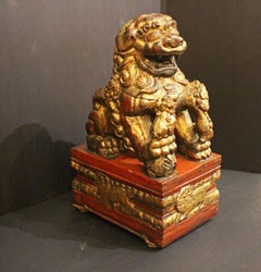 Early-Mid 20th Century Carved Female Foo Lion