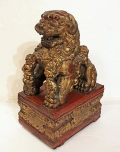 Early-Mid 20th Century Carved Female Foo Lion
