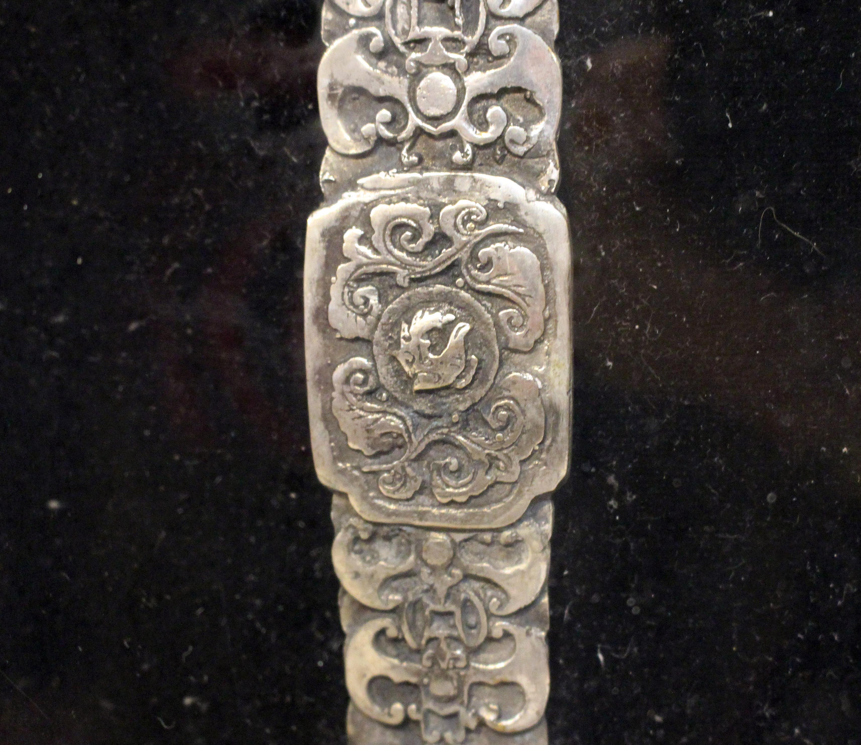 Early-Mid 20th Century Chinese Framed Silver Buddhist Scepter of Authority For Sale 3