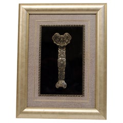Early-Mid 20th Century Chinese Framed Silver Buddhist Scepter of Authority
