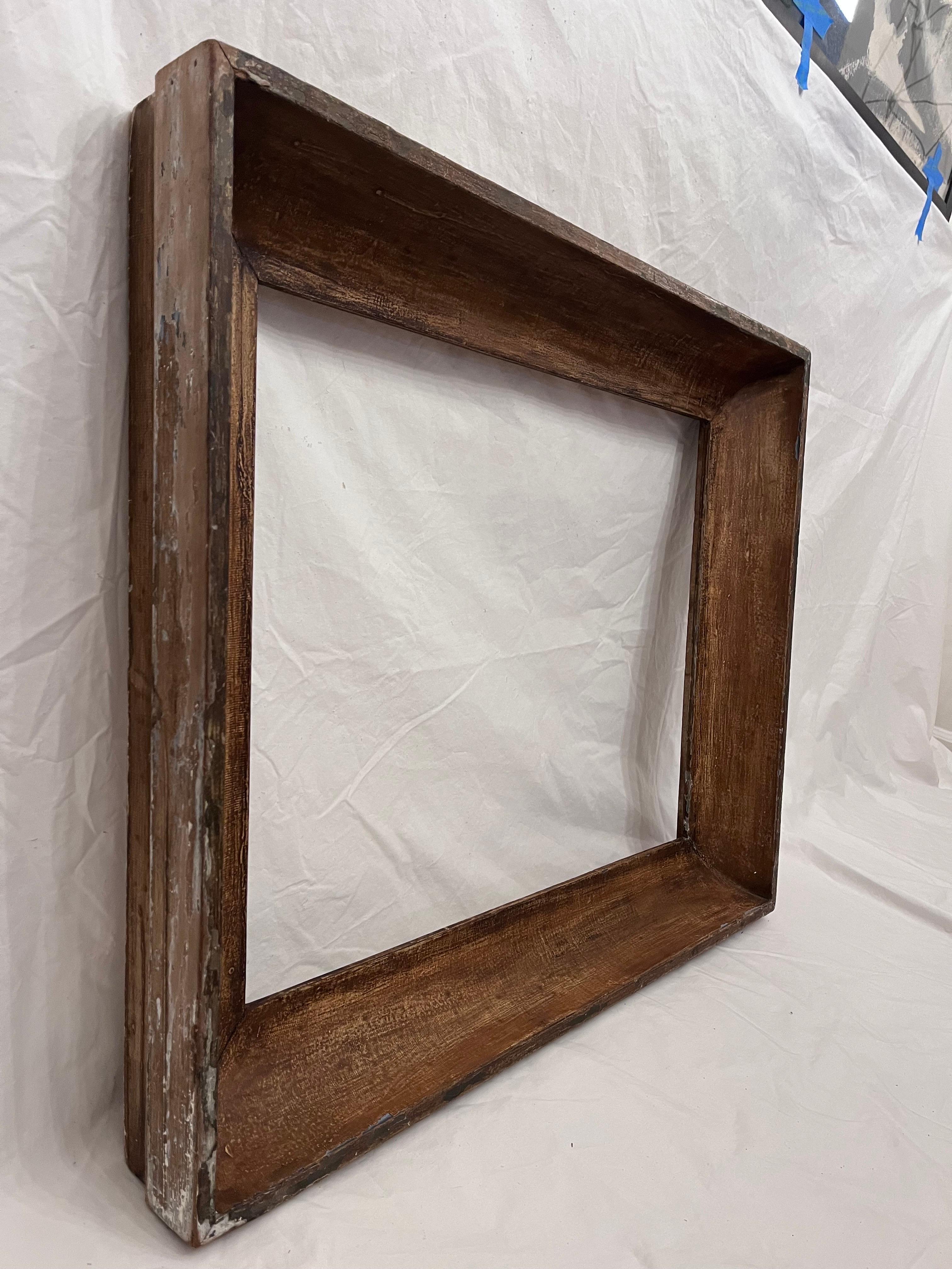A beautiful and antique / vintage early to mid 20th century circa 1930's American Modernist style paint and scratch incised finished picture frame. The rabbet size (size that holds the art) is 26.25