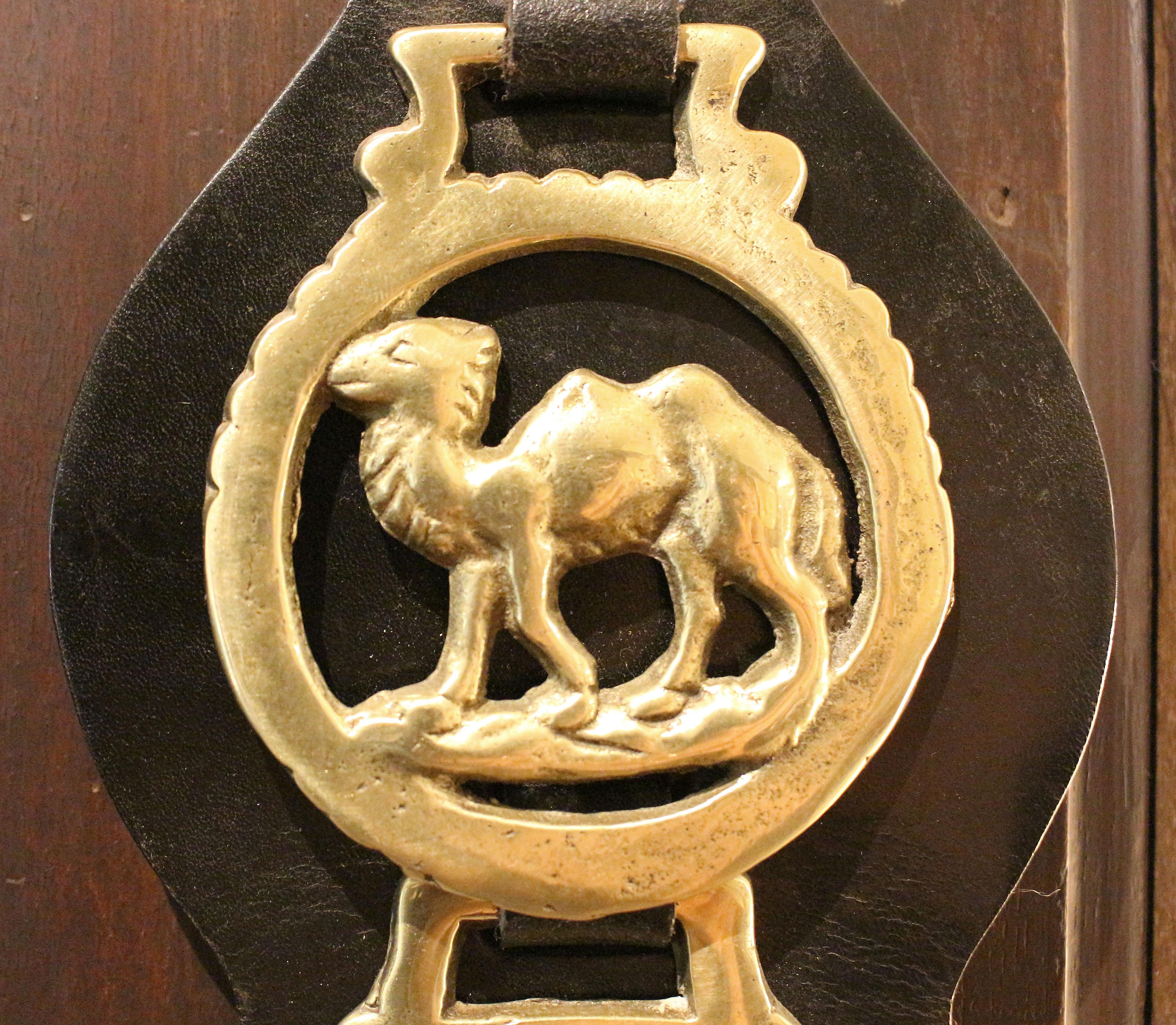 Art Deco Early-Mid 20th Century English 3-Brass Leather Horse Strap
