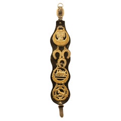 Early-Mid 20th Century English 4-Brass Leather Horse Strap