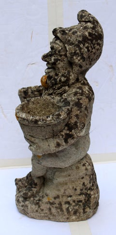 Early-Mid 20th Century English Cast Stone Garden Gnome Planter