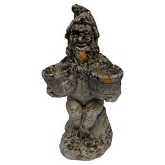 Early-Mid 20th Century English Cast Stone Garden Gnome Planter