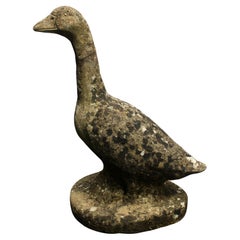 Early-Mid 20th Century English Cast Stone Goose Garden Ornament