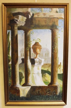 Early-Mid 20th Century European Painting of Italian Architectural Ruins