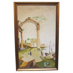 Early-Mid 20th Century European Painting of Italian Architectural Ruins