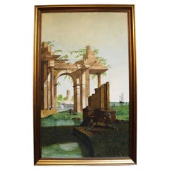 Early-Mid 20th Century European Painting of Italian Architectural Ruins