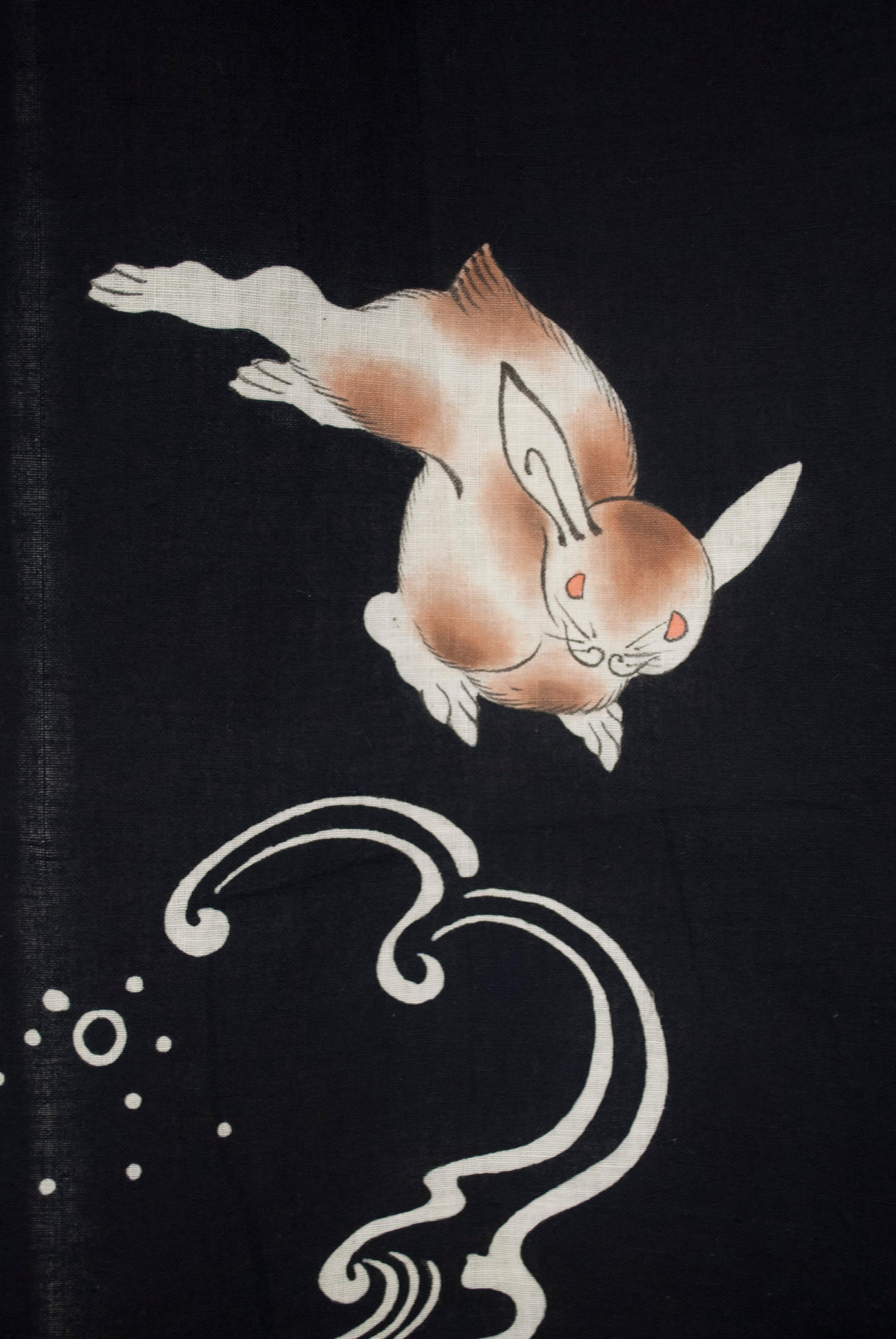 Showa Early-Mid 20th Century Japanese Indigo-Dyed Door Hanging / Noren