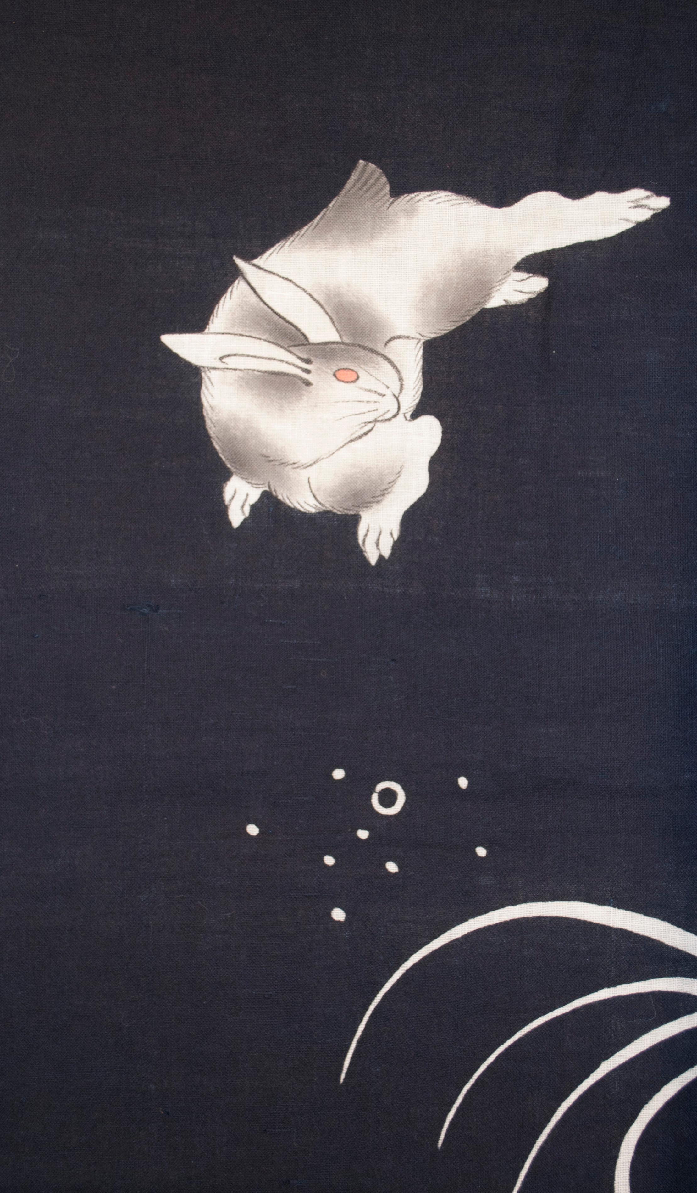 Hand-Woven Early-Mid 20th Century Japanese Indigo-Dyed Door Hanging / Noren