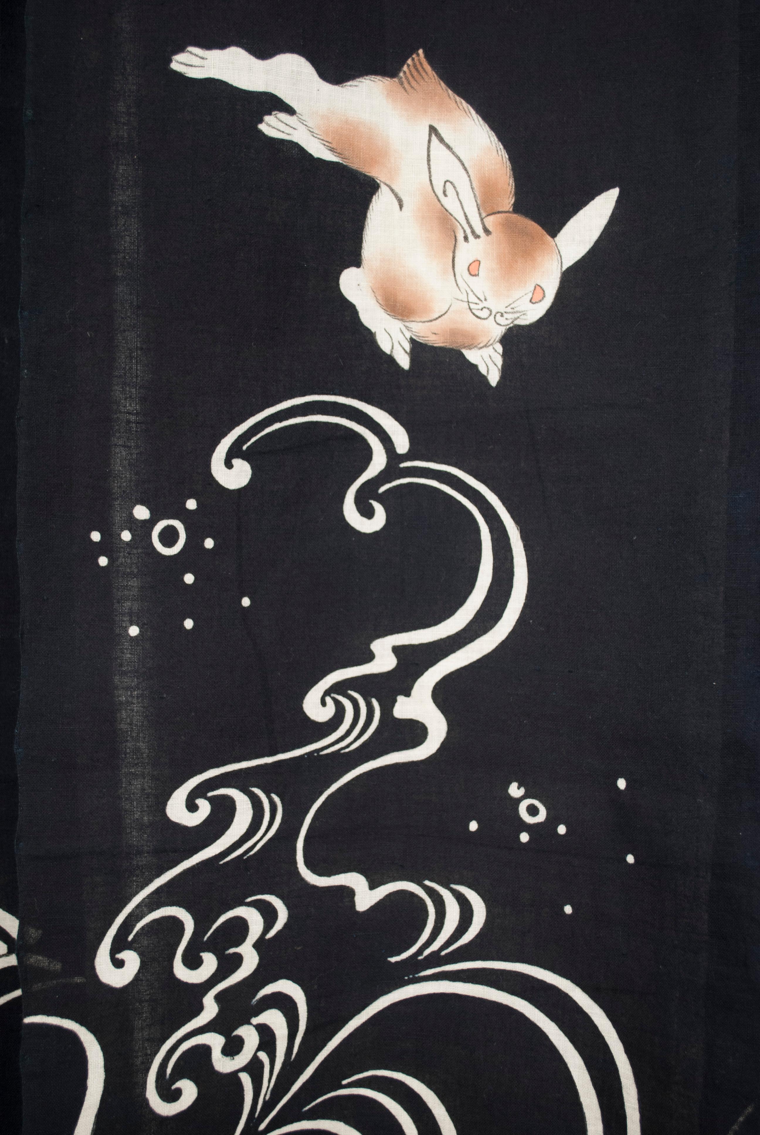 Early-Mid 20th Century Japanese Indigo-Dyed Door Hanging / Noren In Good Condition In Point Richmond, CA