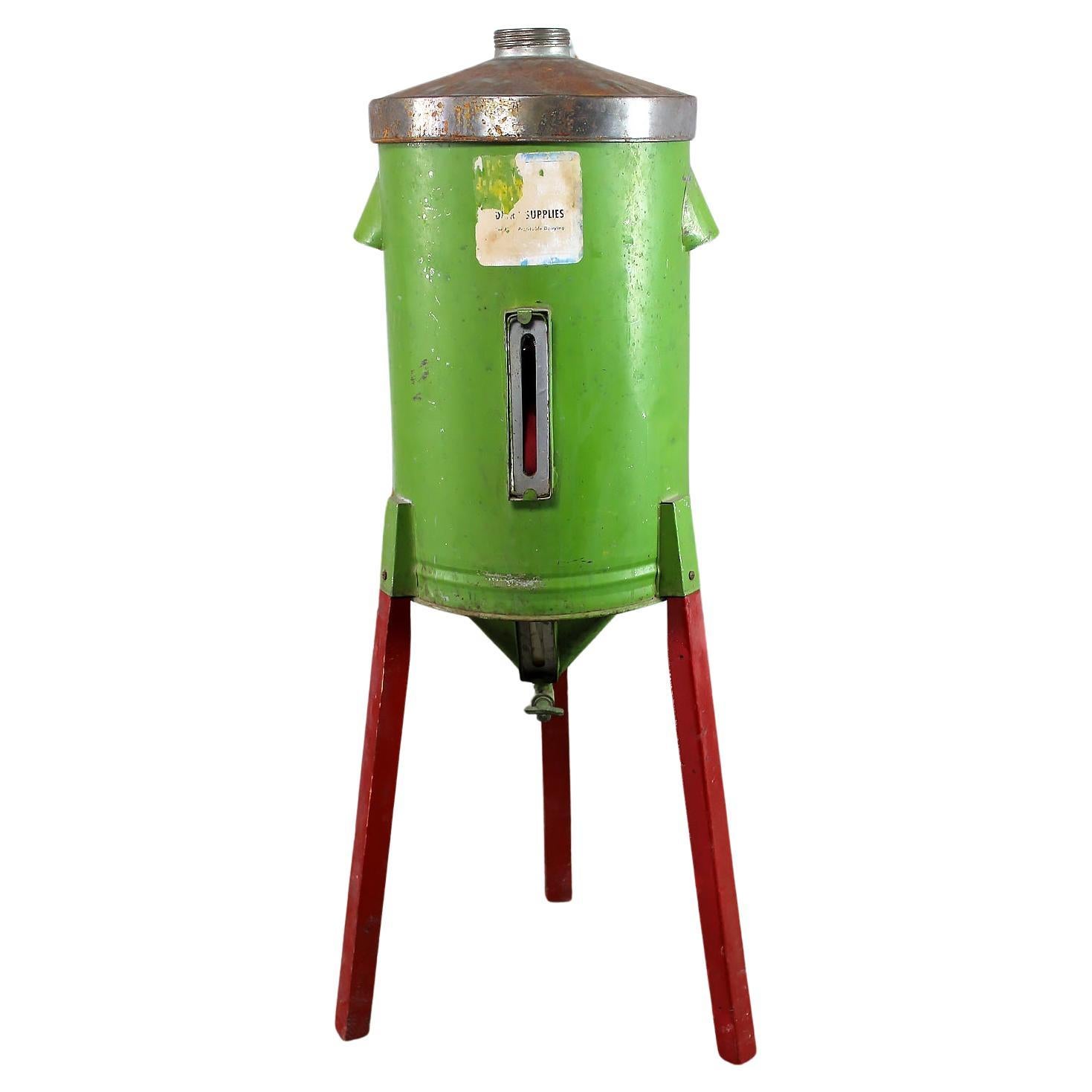 Early - Mid-20th Century Rustic Gravity Cream Separator Green Metal Can Red Legs For Sale