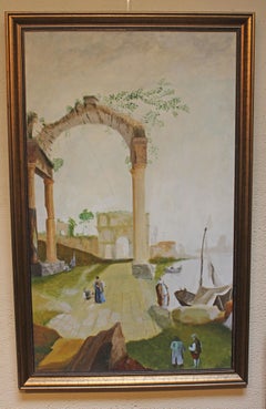 Early-Mid 20th Century Set of Three Italian Architectural Ruins Paintings